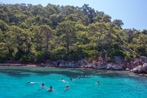 Swimming at the clear water near Marmaris