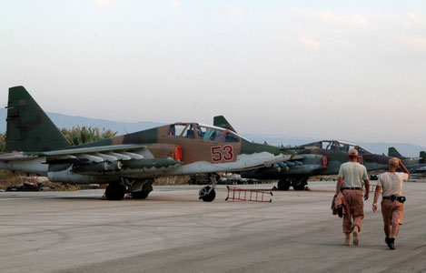 La linea di volo di Su-25 basati ad Hmeimin. / Sputnik News