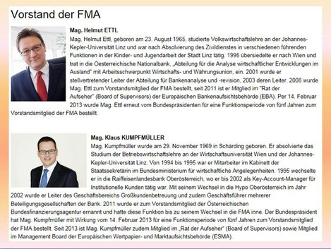 Der Vorstand der FMA