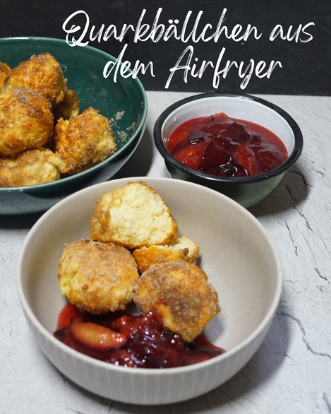 Quarkbällchen aus dem Airfryer mit Zwetschgenröster