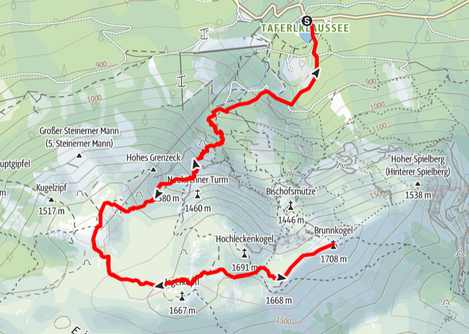Route von der Taferlklause über das Hochleckenhaus auf den Brunnkogel