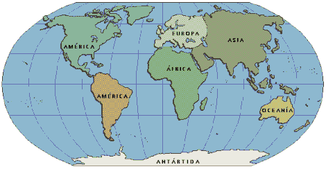 Los continentes del planeta Tierra
