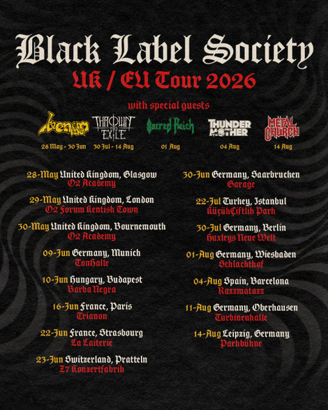 Black Label Society - Europa Tour 2026