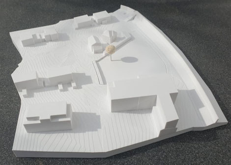 3D-Druck Umgebungsmodell in 15- facher Ausfertigung im Maßstab 1:500 inklusive Einsatzplatten aus Polystyrol