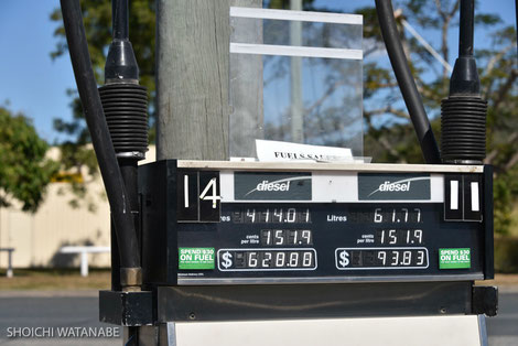 ガソリン代は日本より少し高いくらい。写真はディーゼル