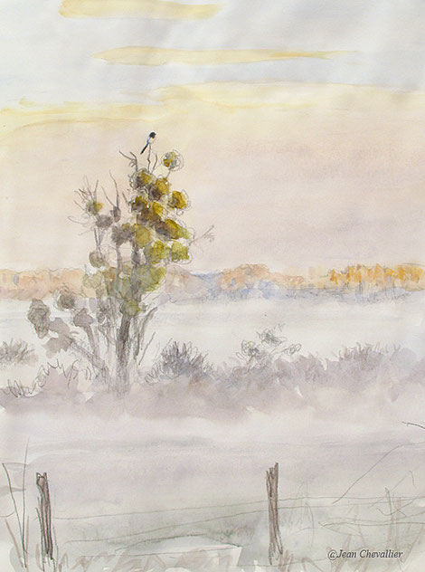 Chatillon sur Broué, aquarelle Jean Chevallier