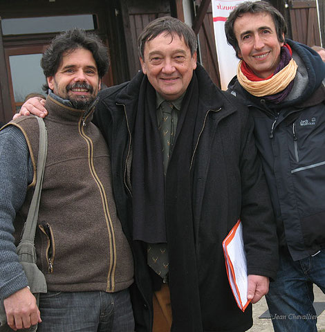 Avec Jean-Pierre Poly, grand directeur de l'ONCFS, et l'ami Antoine Cubaixo, guide naturaliste, devant la Maison de la Réserve au lac du Der