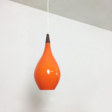 orange glass hanging light | 1960s Holmegaard, Denmark vintage danish modern midcentury interior fog morup jo hammerborg