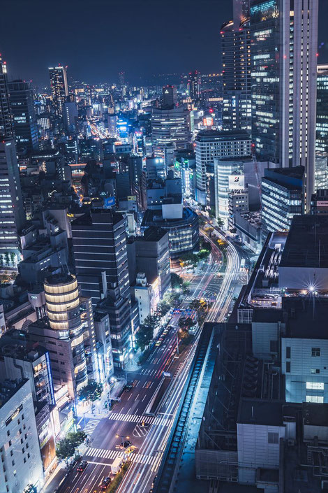 大阪駅前第三ビル展望スペースからの夜景西側