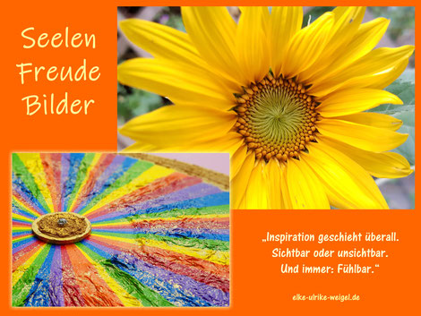 Inspiration geschieht überall - Galerie der SeelenFreudeBilder - Handgemalte Acrylbilder in Regenbogenfarben und Kalenderdrucke.