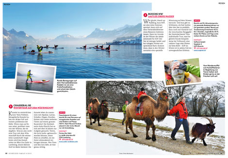 Stand Up Paddling im Winter, möglich im SUPoint in Buochs. Bericht in der Schweizer Familie.