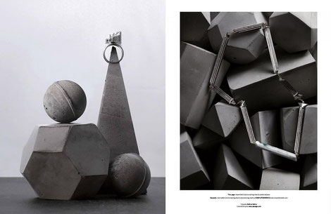 WYLDE MAGAZINE and PASiNGA Geometric Concrete Sculptures, Photographer David Newton, Stylist Bettina Vetter