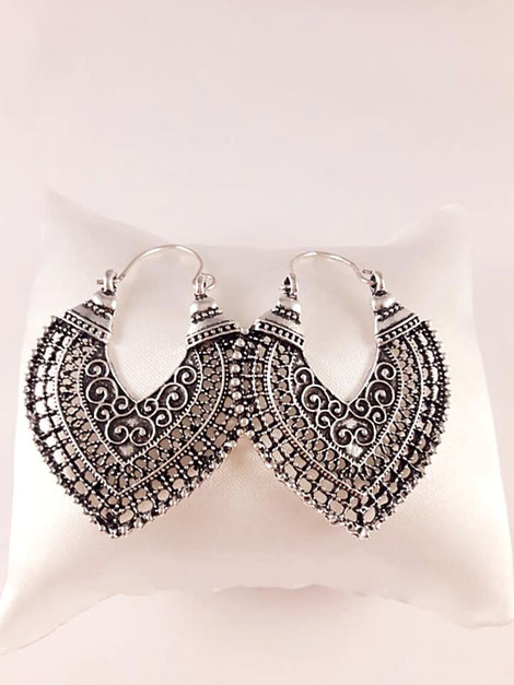 Boucles d'oreilles pendantes fantaisie en alliage argentées pour femme