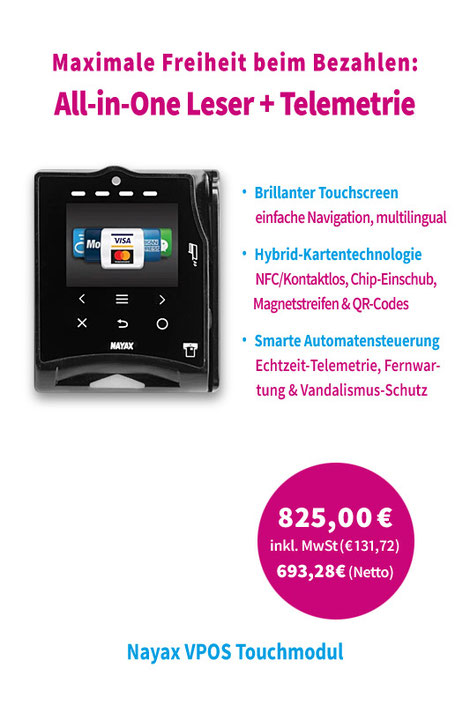Umfangreiches Snackautomaten Zubehör - Modul-ErweiteNayax VPOS Touch Hybrid-Zahlungssystem bei SNACKAUTOMATEN KAUFEN 24 - Snackbox24 | FineSnack 