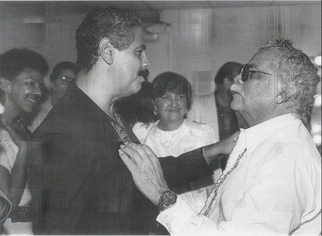 Luis Rafael Sánchez y Daniel Santos, uno de sus biógrafos.