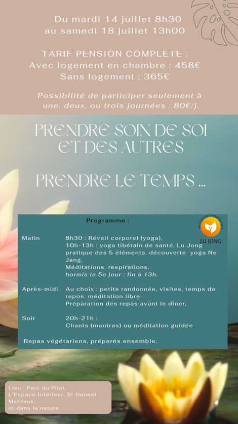 stage yoga 5 jours, Lu Jong du 14 au 18 juillet