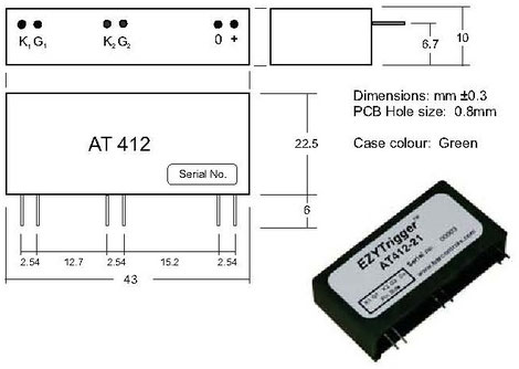 The SCR / Thyristor Trigger Unit AT412 qualified for applications like zero-cross switching applications,  zero Crossing thyristor controller, electrical heating and high temperature controls or welding equipment and automatic welding machines 