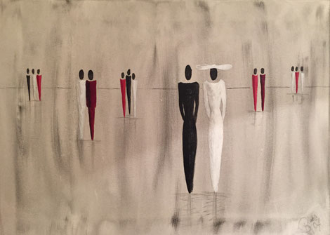 Acrylbild abstrakt Personen