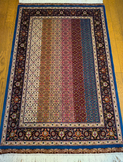 TABRIZ wool&silk 約130ｘ80　レアなFISH　