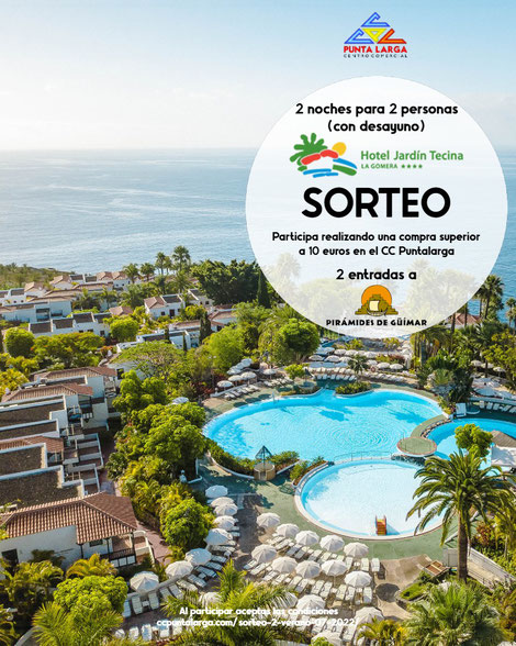 Sorteamos dos noches para dos personas (con desayuno) en el Hotel Jardín Tecina y dos entradas a Pirámides de Güímar