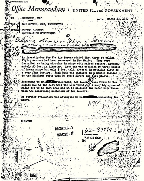MEMO dell'FBI del 22 marzo 1950