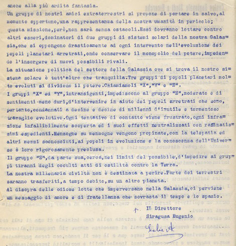 Lettera di Eugenio Siragusa