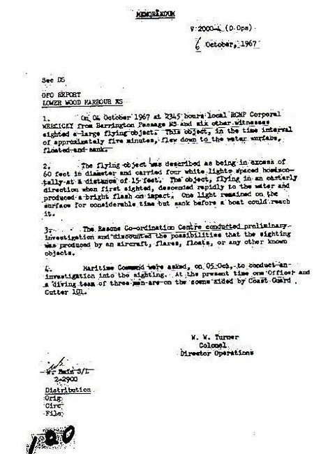 Memo from director of the rescue operations (10/6/67)