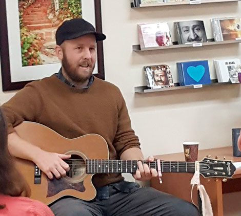 April 2016 : Jacob giving a concert at Sheriar Books, Myrtle Beach, SC.