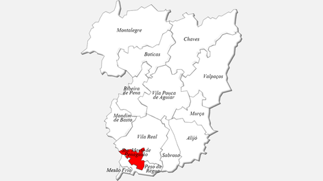 Localização do concelho de Santa Marta de Penaguião no distrito de Vila Real
