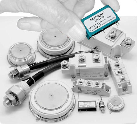 Compact active Trigger Unit for SCR / thyristor control by logic circuit output signals from microcontrollers, microprocessors, CPLDs or FPGAs