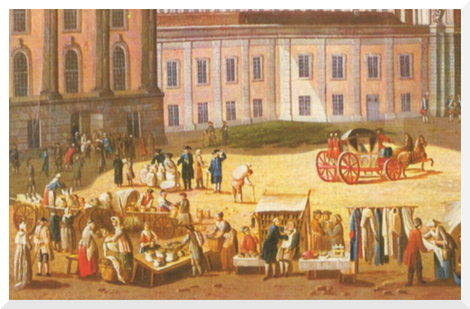 Gemälde von Carl Christian Baron Potsdam - Alter Markt mit Blick in die Schlossstraße (ca. 1772)