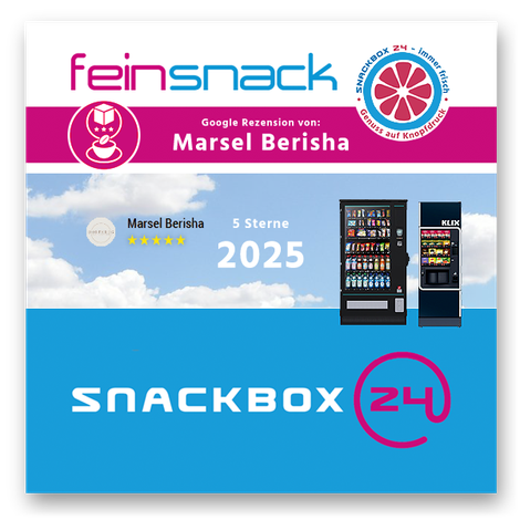 Grafik: Blogscreen " SNACKBOX 24 | feinsnack - Kundenmeinung / Bewertung von Marsel Berisha 2025