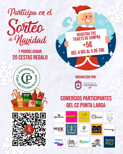 Comercios participantes del CC Punta Larga del Sorteo de Navidad 2025 organizado por el Ayto. Candelaria