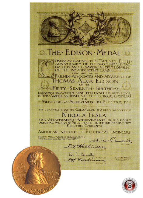The Edison Medal a Nikola Tesla 18 Maggio 1917
