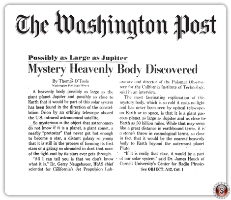 Washington Post: Possibly as Large as Jupiter; Mystery Heavenly Body Discovered - ricostruzione Silverland