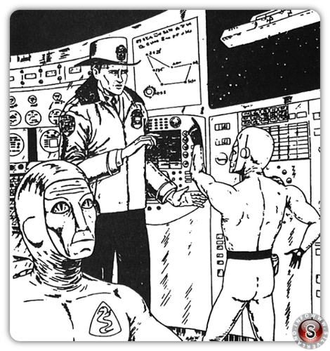 Schirmer a bordo dell'UFO. Disegno fatto da Wes Crum dopo un'ipnosi dell'ufficiale di polizia