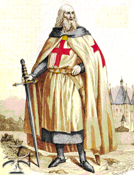 Jacques de Molay en Grand Maitre devant la tour du Temple de Paris