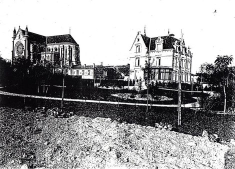Dyckhoff-Familienvilla in Bar-le-Duc neben der Kirche Saint Jean in einer historischen Aufnahme kurz nach Fertigstellung des Wohngebäudes.  