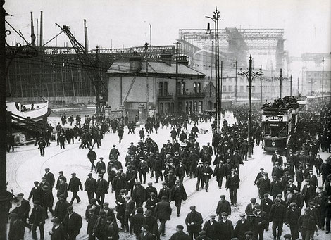 'Knocking off at Harland and Wolff, Belfast.'