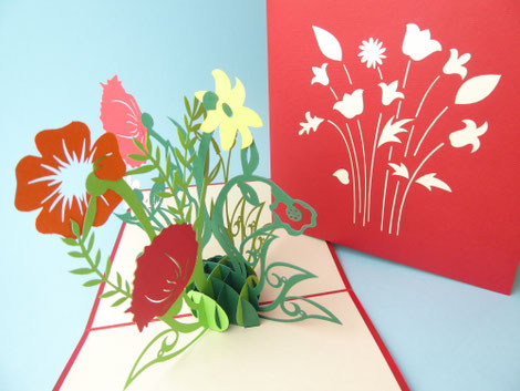 Carte pop-up fleurs des champs