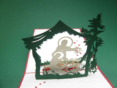 Carte Kirigami Crèche de Noël