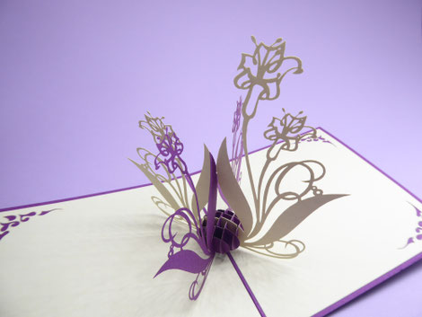 Carte pop-up bouquet de fleurs d'iris