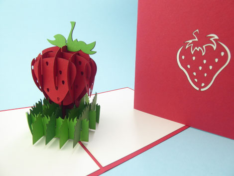 Carte pop-up fraise