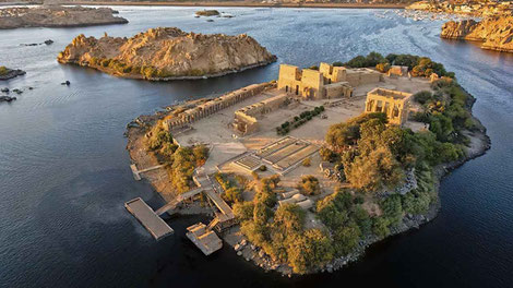 Le complexe de Philae après son déplacement par l'UNESCO.