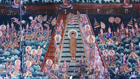 Descente du Bouddha du ciel des trente-trois dieux. Vat Saravoan Techo. Phnom Penh. © P. Kersalé 2015-2024.