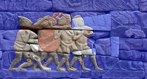 Bas-relief colorisé. Banteay Chhmar. © Patrick Kersalé 2022-2024.