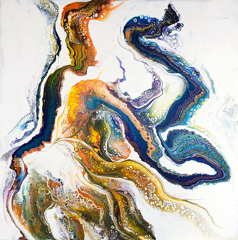 Pfau 80 cm x 80 cm, Acryl auf Leinwand, 2017 