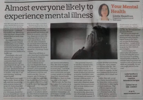 Linda Hamilton's Southern Star CBT column on the frequency of mental illness. 