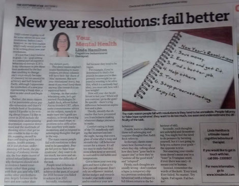 Linda Hamilton's Southern Star column on 2018 new year resolutions.