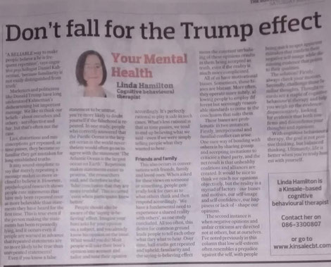 Linda Hamilton's Southern Star column on repeating lies and CBT.